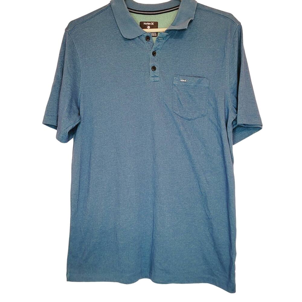 Hurley Nike Dri-Fit blue polo shirt Size Med Active Preppy Classic Resort